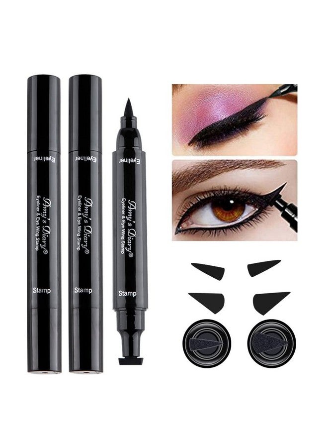 Eyeliner Stamp 2 Pens Winged Stamp Eyeliner, Perfect Wing Cat Eye Stencil Stamp For All Eye Shapes, Winged Eyeliner Stamp, Perfect Wing Cat Eye Liner, Waterproof & Smudgeproof