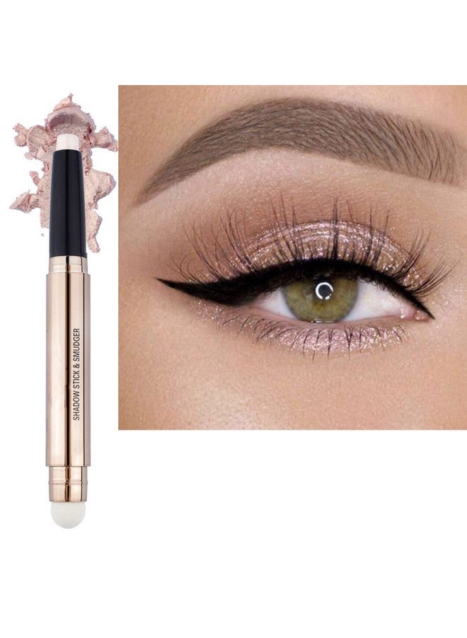 Cream Eyeshadow Stick,Nude Pink Smooth Shimmer Pencil，Hypoallergenic Waterproof Long Lasting Glitter Eye Shadow Pen Highlighter Stick ，Multidimensional Eyes Look (Cream Shimmer 02)