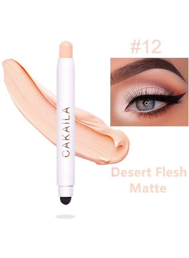 Matte Creamtopowder Eyeshadow Stick,2 In 1 Eyeshadow Pencil Crayon Eye Brightener Stick,Smooth Easy To Color Waterproof,12 Desert Flesh Matte