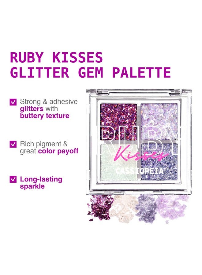 Glitter Gem Palette, 4 Shades Highly Pigmented Chunk Glitter, Buttery Texture, Longlasting Eye Makeup (Cassiopeia)