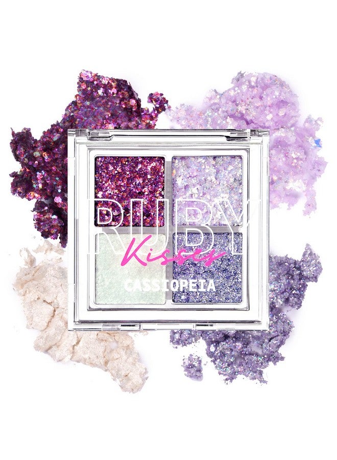 Glitter Gem Palette, 4 Shades Highly Pigmented Chunk Glitter, Buttery Texture, Longlasting Eye Makeup (Cassiopeia)