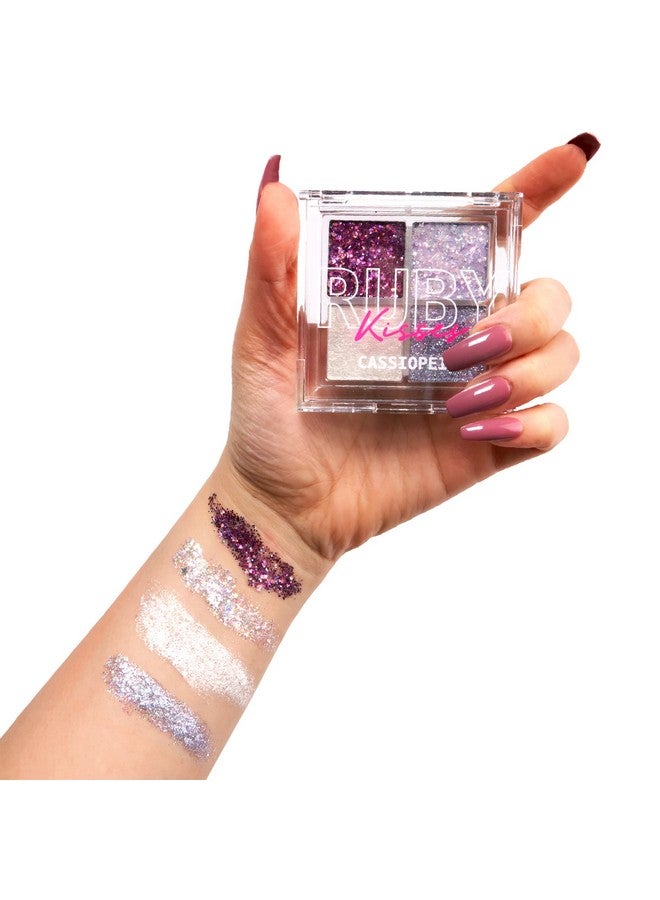 Glitter Gem Palette, 4 Shades Highly Pigmented Chunk Glitter, Buttery Texture, Longlasting Eye Makeup (Cassiopeia)