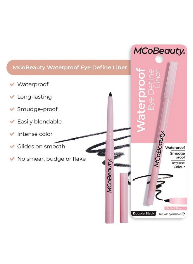Waterproof Eye Define Liner Glides On Smoothly Longwearing Pigment Lasting All Day Smudge Proof Vegan Double Black