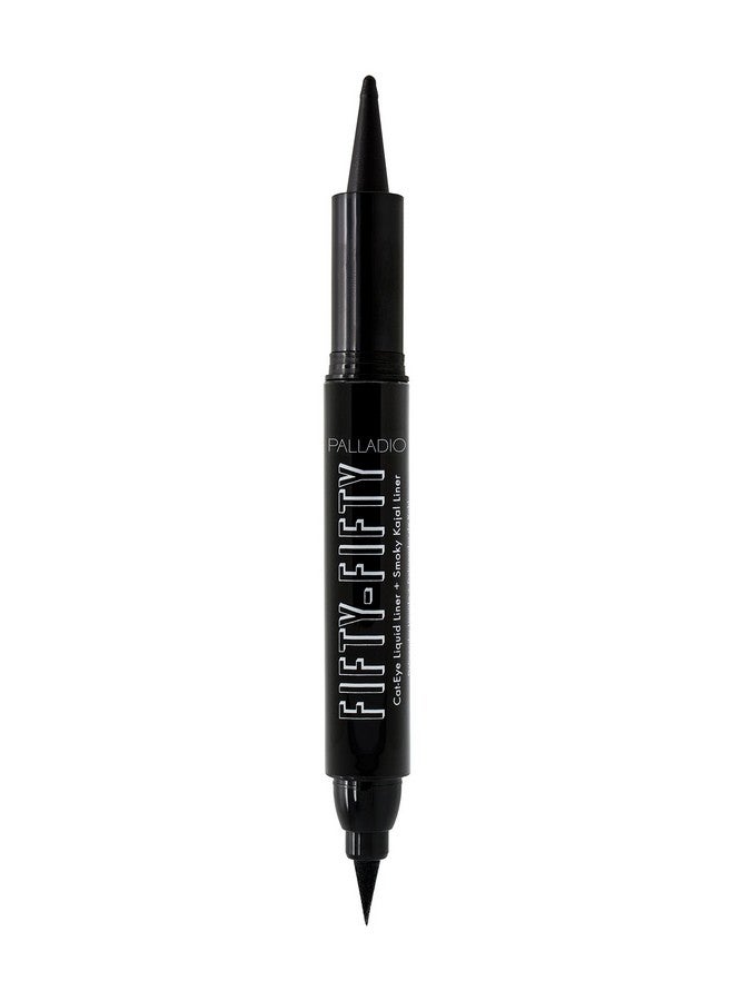 Fiftyfifty Eye Liquid Liner, Dual Ended, Professional Eye Styling, Ultrasoft Kajal Crayon And Super Precise Fiber Tip Liner, Smoky And Defined Looks, Smudge Proof, Quick Drying, Black Cat