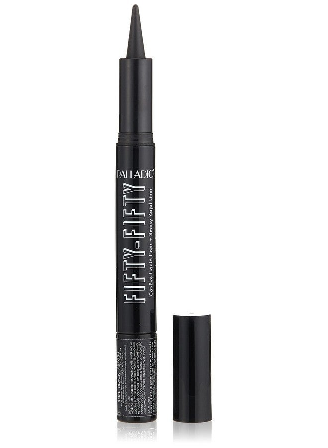 Fiftyfifty Eye Liquid Liner, Dual Ended, Professional Eye Styling, Ultrasoft Kajal Crayon And Super Precise Fiber Tip Liner, Smoky And Defined Looks, Smudge Proof, Quick Drying, Black Cat