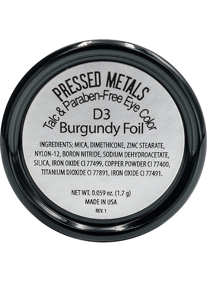 ª Burgundy Foil Purple Violet Mauve Shimmering Metallic Pressed Powder Single Vegan Eyeshadow; Talc, Paraben & Cruelty Free