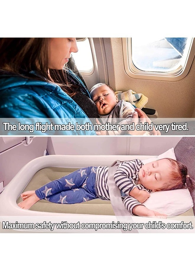 Inflatable Toddler Travel Bed Infant Kids Airplane Bed Travel Foot Rest Pillow for Toddler Included Inflatable Travel Bed Manual Inflatable Pump Travel Bag