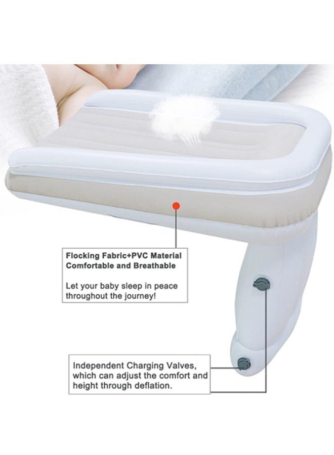 Inflatable Toddler Travel Bed Infant Kids Airplane Bed Travel Foot Rest Pillow for Toddler Included Inflatable Travel Bed Manual Inflatable Pump Travel Bag