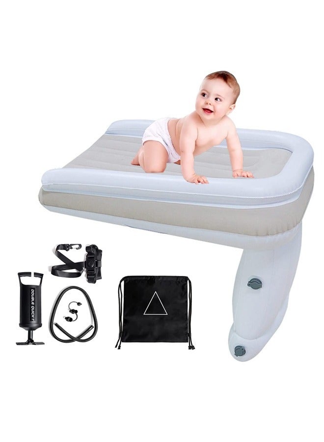 Inflatable Toddler Travel Bed Infant Kids Airplane Bed Travel Foot Rest Pillow for Toddler Included Inflatable Travel Bed Manual Inflatable Pump Travel Bag