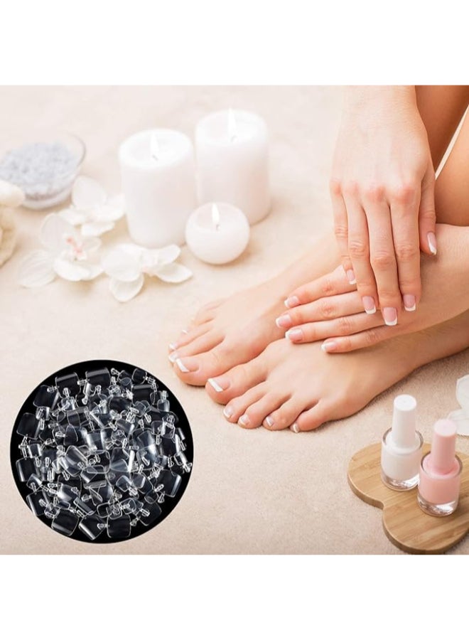 False Toenails Tip with Box, 200 Pieces Acrylic Artificial Toenails French Full Cover Toe Art Nails Fake Tips for Women, 10 Sizes for Nail Salon and DIY Foot Decoration (Clear&Natural)