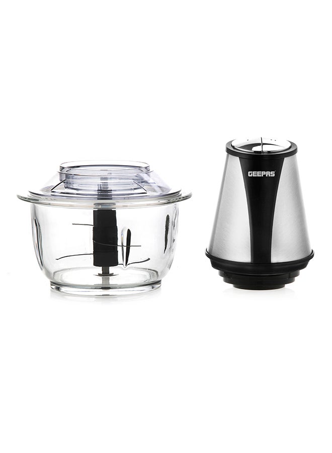 Multi Chopper (Mini Food Processor) 1.2L Glass Jar Bowl, 4 Stainless Steel Blades, Adjustable Speed 1.2 L 400 W GMC42014UK Silver