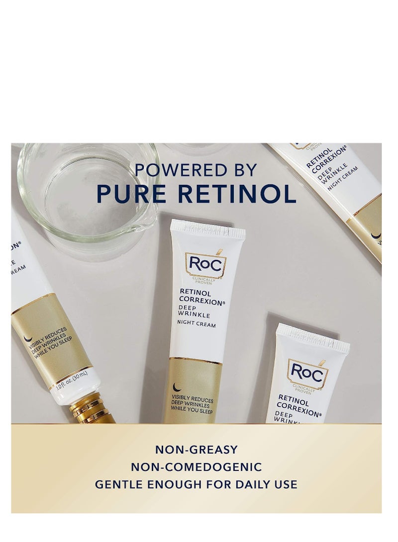 RoC Retinol Correxion Deep Wrinkle Anti-Aging Night Cream, Daily Face Moisturizer with Shea Butter, Glycolic Acid and Squalane, Skin Care Treatment, 1 Ounce