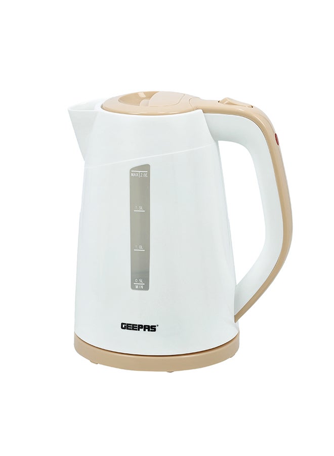 Electric Kettle, Plastic Kettle with Handle| Boil Dry Protection | 360 Degree Rotational Base | Double Sides Water Window | Automatic Boiling Shut Off | Indicator Light 2 L 2200 W GK6122N White & Rose Gold