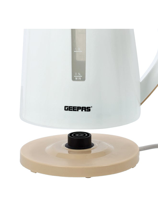 Electric Kettle, Plastic Kettle with Handle| Boil Dry Protection | 360 Degree Rotational Base | Double Sides Water Window | Automatic Boiling Shut Off | Indicator Light 2 L 2200 W GK6122N White & Rose Gold