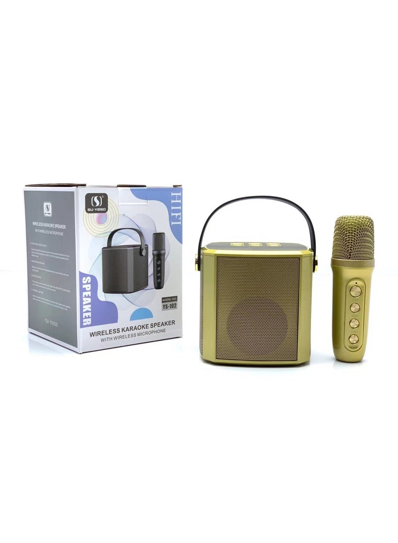 YS-102 Wireless Handle Bluetooth Mini Speaker Singing Music Microphone Studio Portable Kids Karaoke Sound Box