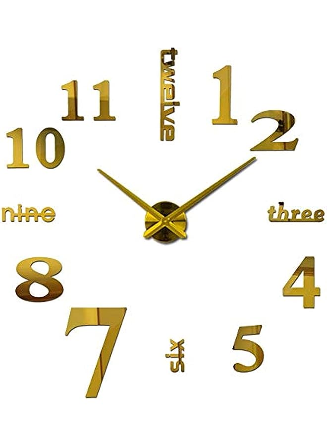 Diy Quartz 3d Wall Clock Acrylic Sticker Letters And Number Wall Clock - Gold