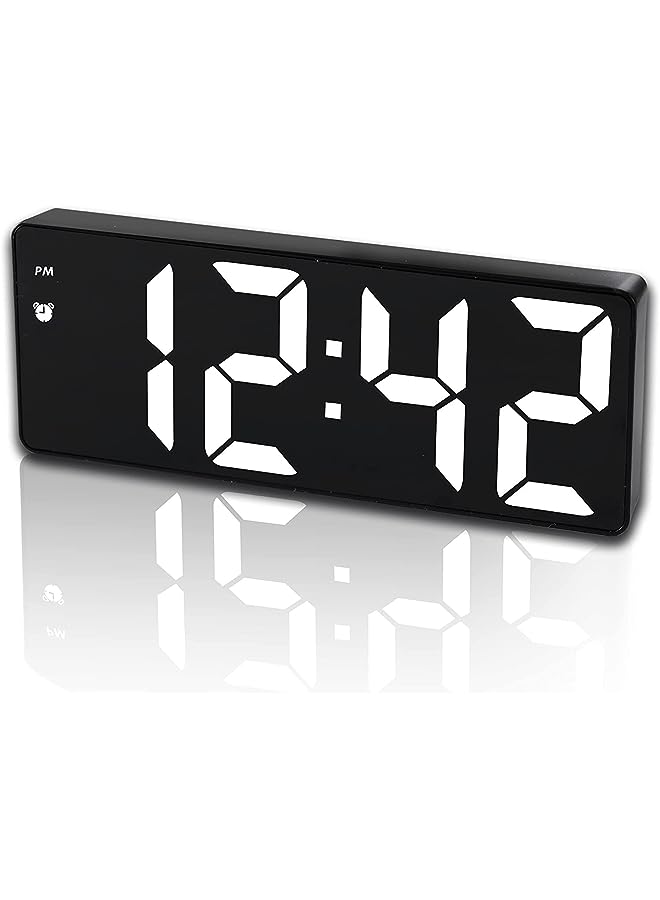 Digital Alarm Clock for Bedroom,Mirror Surface LED Electronic Clocks,Snooze Model,Voice Control,12/24H Display,Adjustable Brightness,Office,Table,Bedside,USB Charging Port (Black)