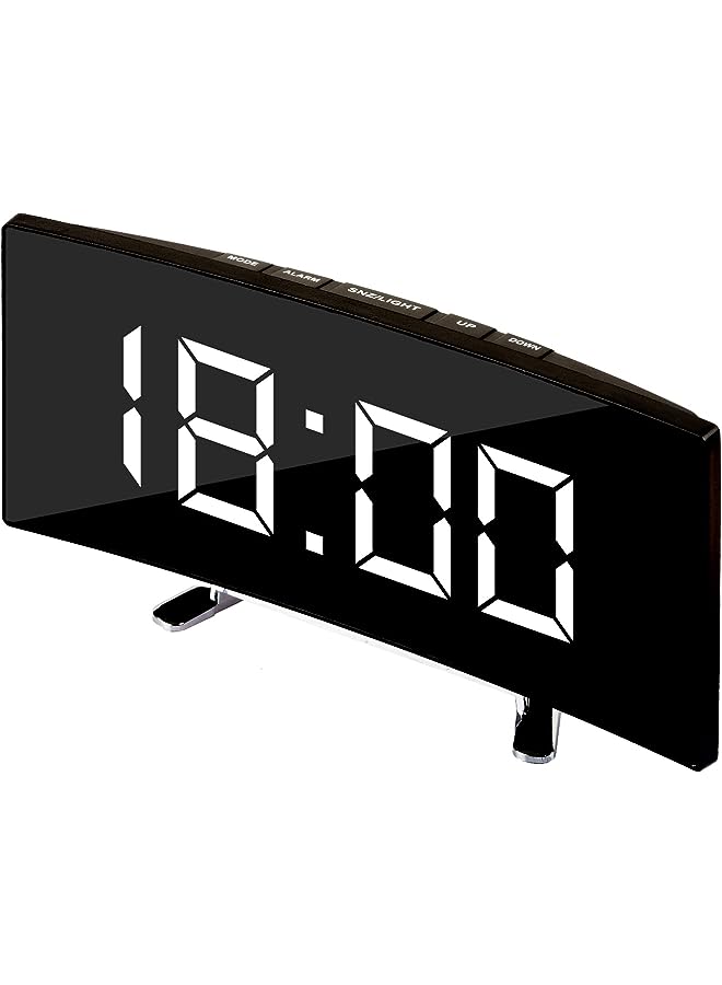clock, Mirror Surface Clock, Large Mirror LED Clock Alarm clock with Calendar Temperature, Auto Adjust 2 Levels Brightness, Snooze Function -Black
