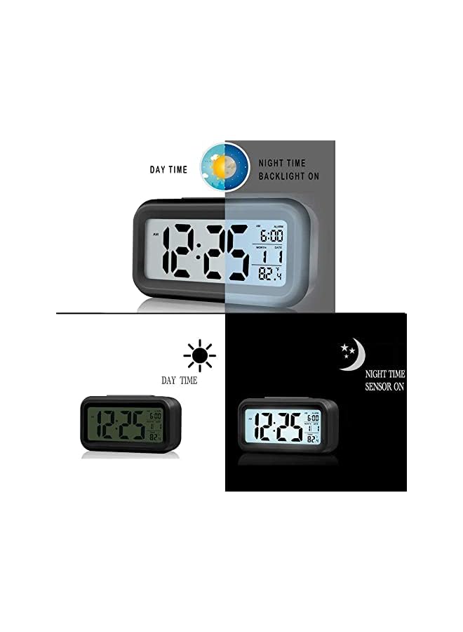 Creative Smart Nightlight Digital Alarm Clock, Bedside Desk Table Electronic Clock Battery Operated Mute Luminous Alarm Clock with Adjustable Light for Kids Students