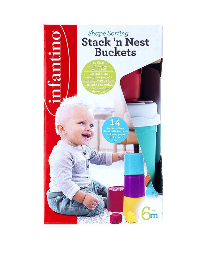 Shape Sorting Stack And Nest Buckets - 10 Count 13.99x15.18x15.18cm