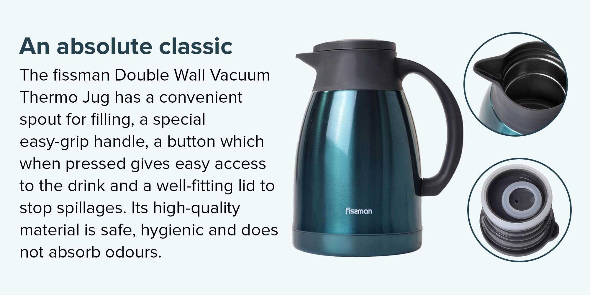 Double Wall Vacuum Tea Pot Blue/Black