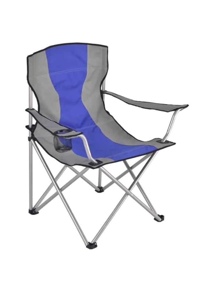 VIO Large Outdoor Chair Padded Durable Foldable Beach Chair with Bag Cup Holder for Outdoor Pool Picnic Camping Travel Fishing Lawn Supports (Blue Grey)