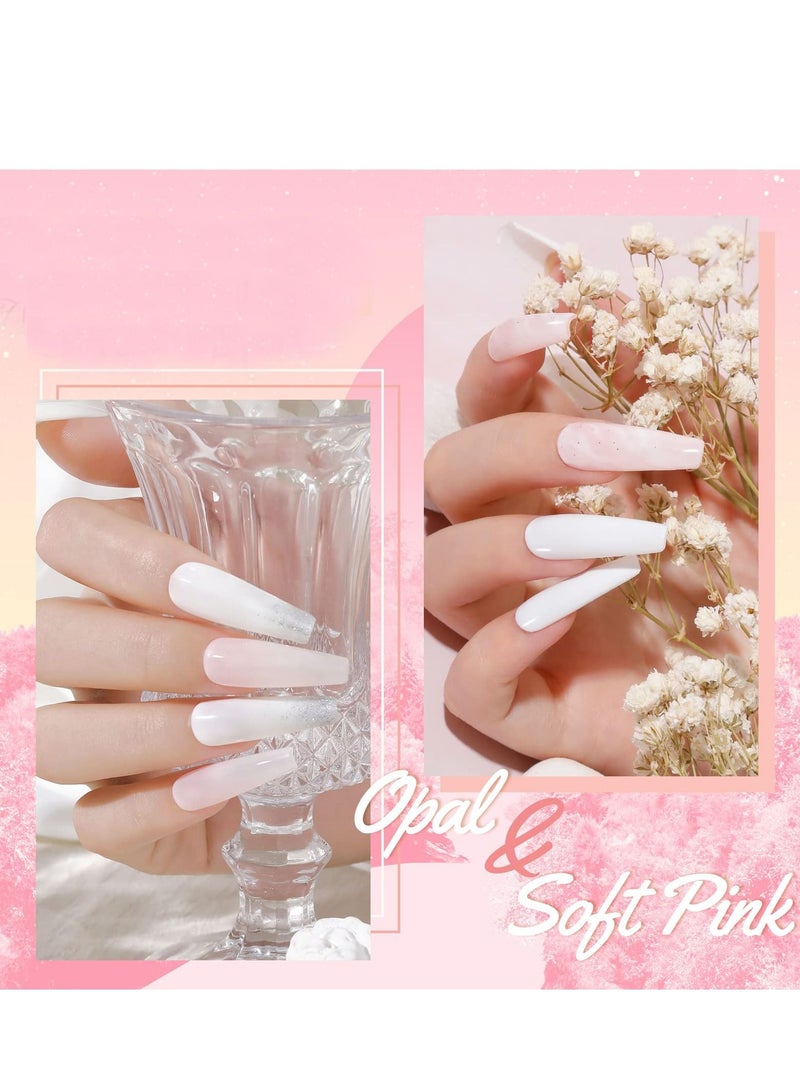 Opal Extension Gel, 2 PCS 60ml Opal Poly Nail Gel kit, Soft Pink Nail Builder for Thin Nails and Growth Gel Overlay Nail Art for Women Home DIY Manicure Need UV Lamp