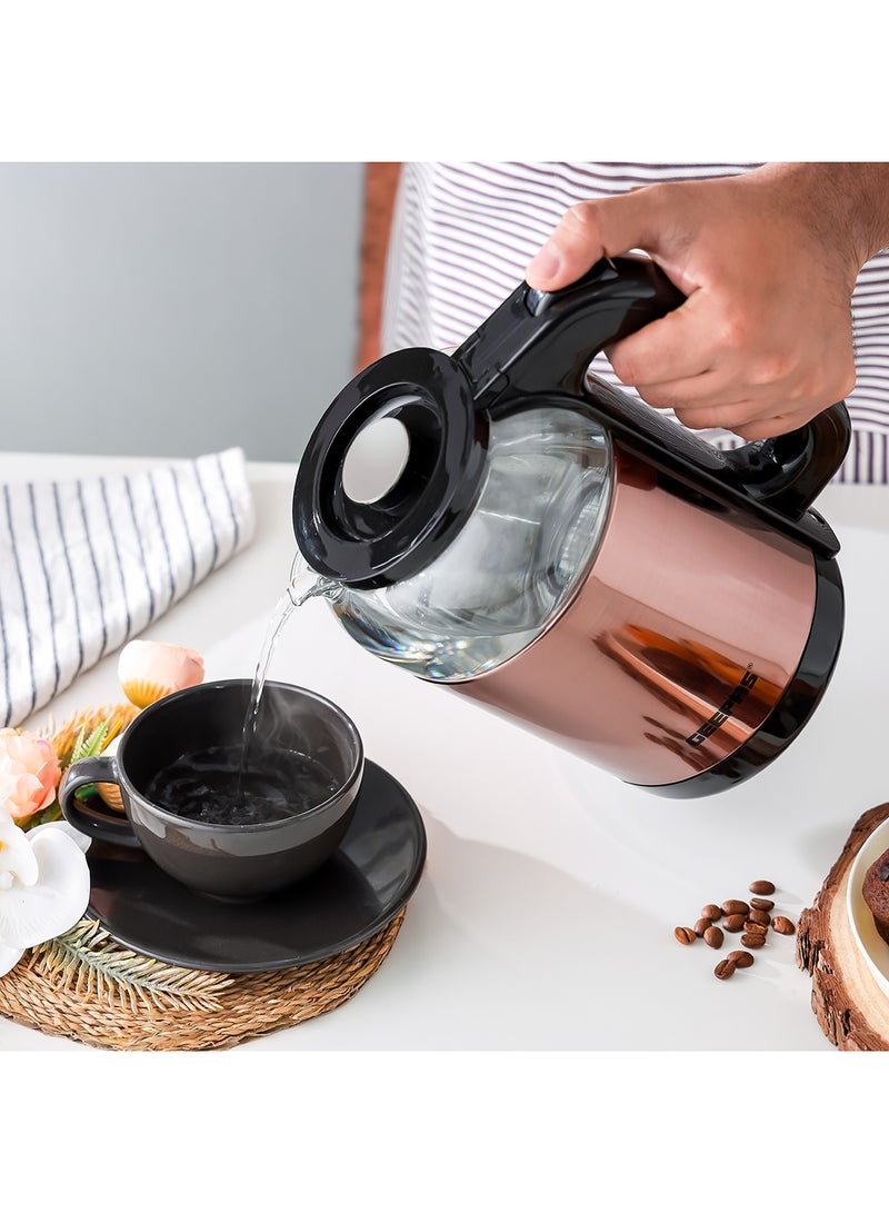Double Layer Electric Glass Kettle With Boil Dry Protection and Automatic Cutoff 1.7 L 1500 W GK38063 Black , Rose Gold