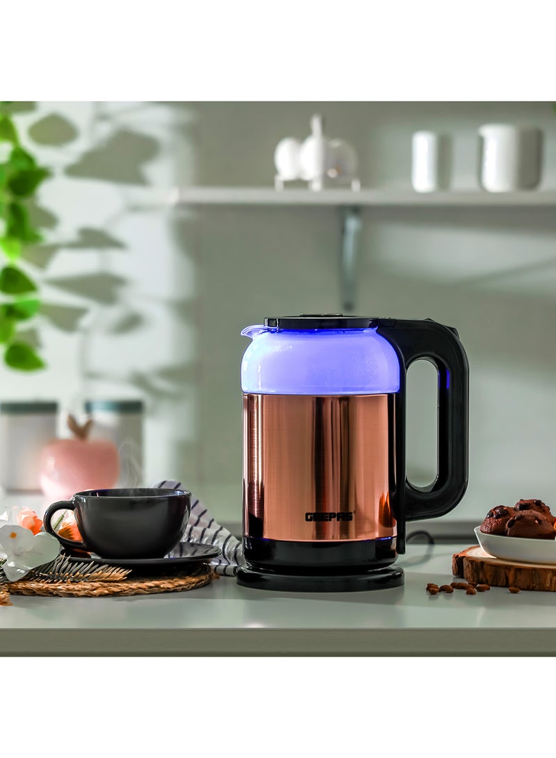 Double Layer Electric Glass Kettle With Boil Dry Protection and Automatic Cutoff 1.7 L 1500 W GK38063 Black , Rose Gold