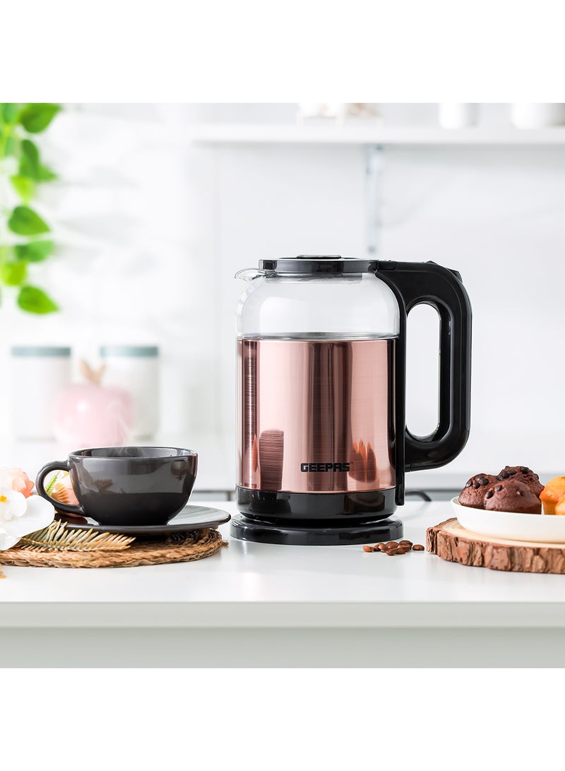 Double Layer Electric Glass Kettle With Boil Dry Protection and Automatic Cutoff 1.7 L 1500.0 W GK38063 Black , Rose Gold