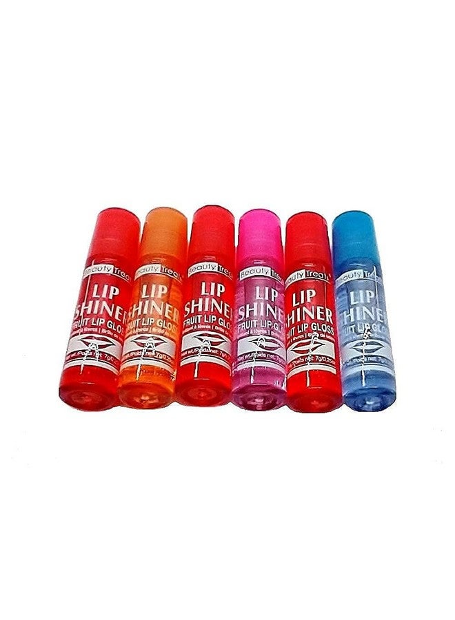 Lip Shiner Rollon Fruit Lip Gloss By Beauty Treats; 6 Piece Assortment Set, 0.25Oz ; 7G Each