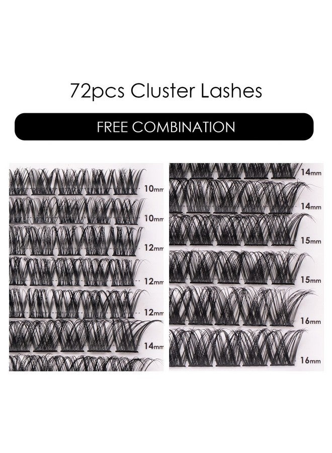 Cluster Lashes 72 Individual Lashes Clusters Eyelash Extensions False Eyelashes Diy Wispy Fluffy Lash Extension Kit Reusable False Eyelashes Natural Look Mix 1016Mm C D Curldm01