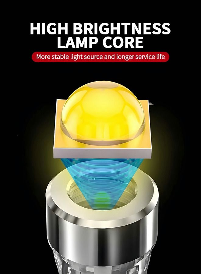 Mini EDC Flashlight Keychain Light High lumens Rechargeable Waterproof 7 Modes for Camping, Hiking, Emergency, Everyday Carry with Alarm Light Function (Clear)