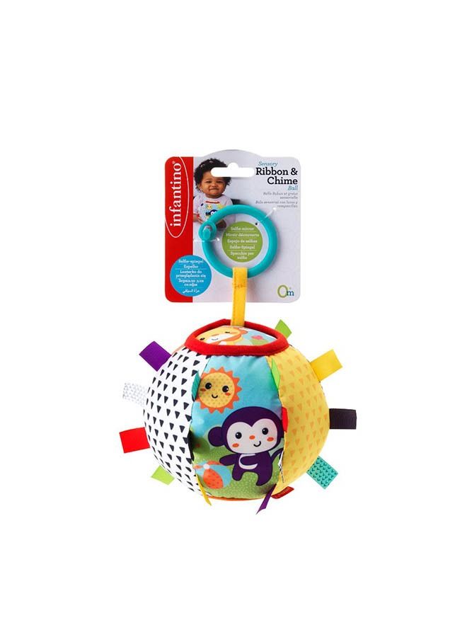 Sensory Ribbon & Chime Ball Toy For Baby From 0 Months And Above - Multicolour