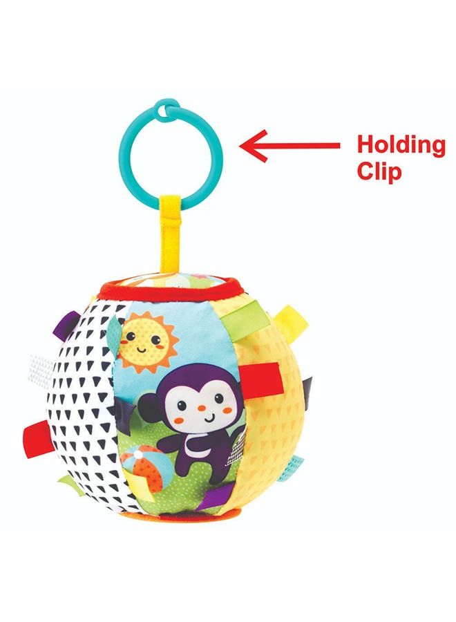 Sensory Ribbon & Chime Ball Toy For Baby From 0 Months And Above - Multicolour