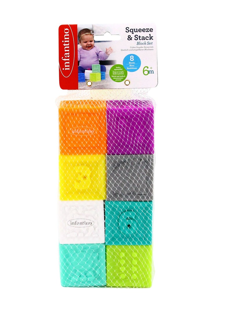 Squeeze And Stack Block Set Suitable for 6 Months And Above - 8 Pcs