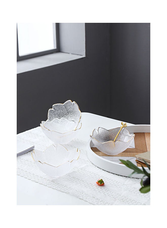 4-Piece Cherry Bowl With Gold Rim Clear 15 X 15 X 12cm