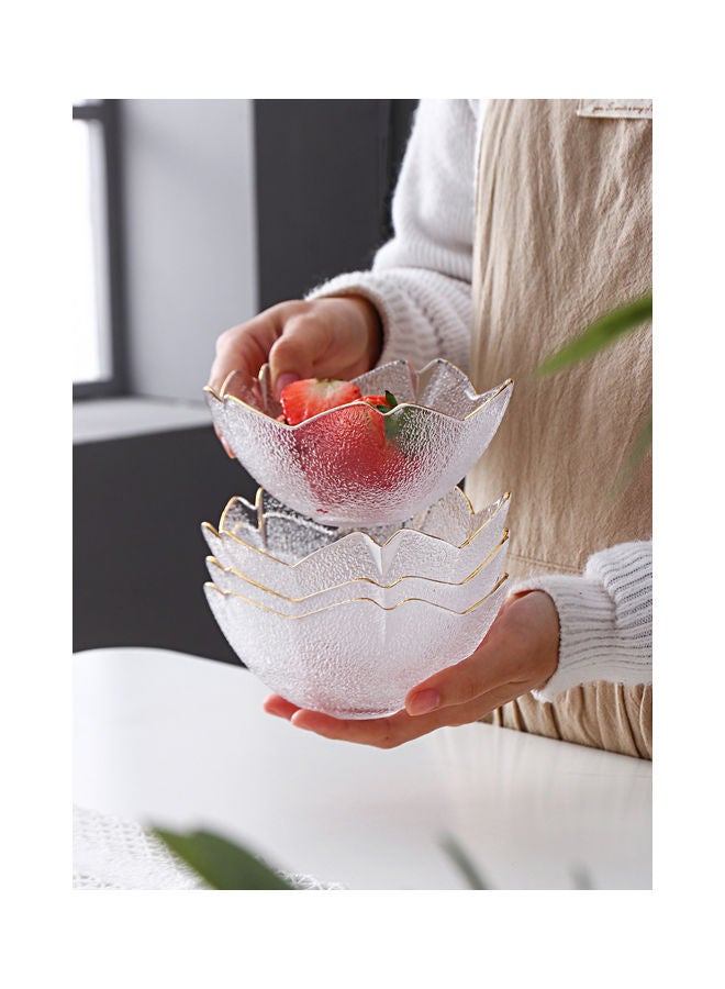 4-Piece Cherry Bowl With Gold Rim Clear 15 X 15 X 12cm