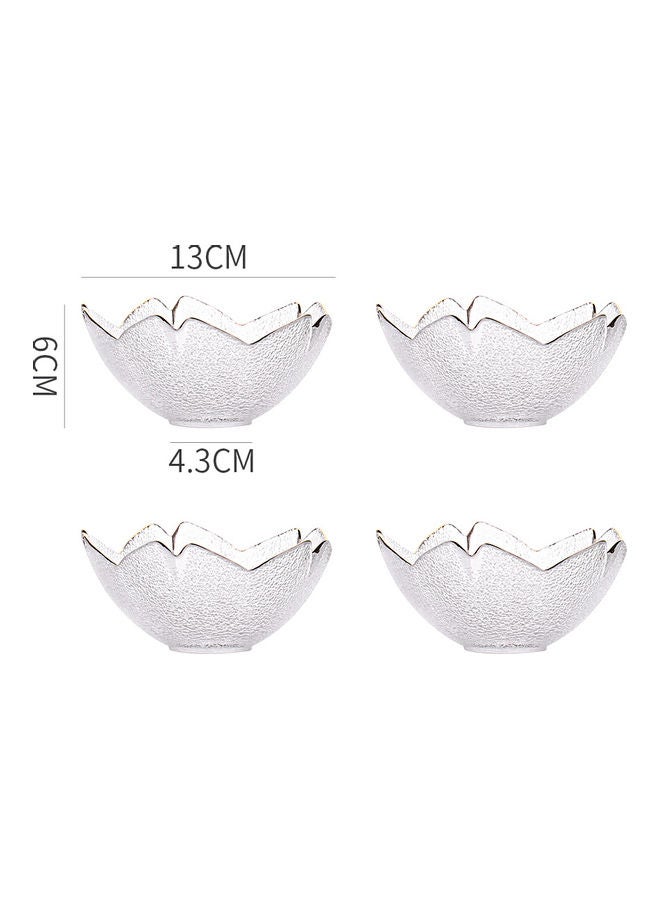 4-Piece Cherry Bowl With Gold Rim Clear 15 X 15 X 12cm