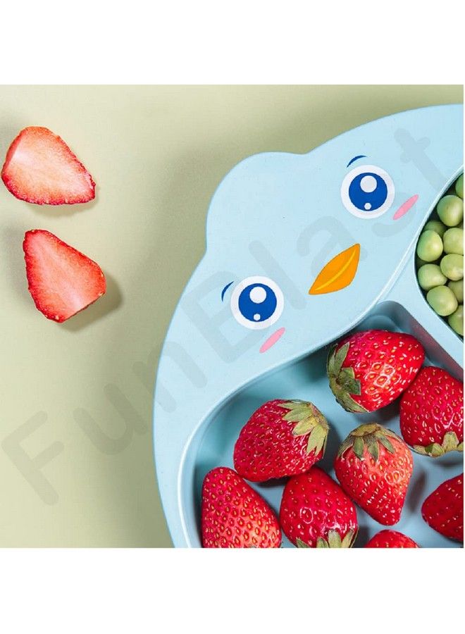 Bamboo Fiber Feeding Set For Kids Cartoon Design Children Tableware Set Utensils And Dishes Includes Plate Spoon Fork And Chopsticks Plates For Kids Tableware Cutlery (Pink)