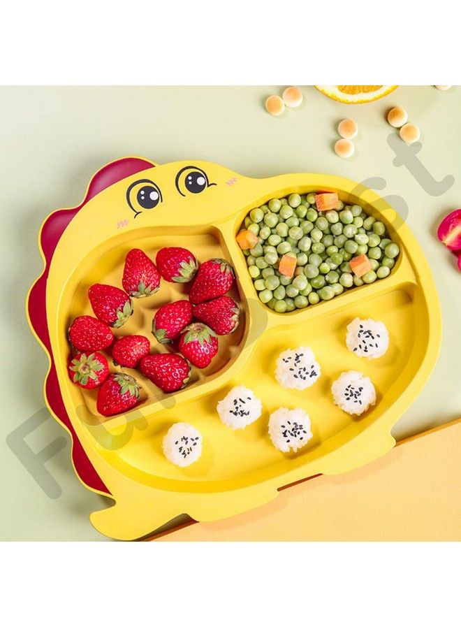 Bamboo Fiber Feeding Set For Kids Cartoon Design Children Tableware Set Utensils And Dishes Includes Plate Spoon Fork And Chopsticks Plates For Kids Tableware Cutlery (Pink)