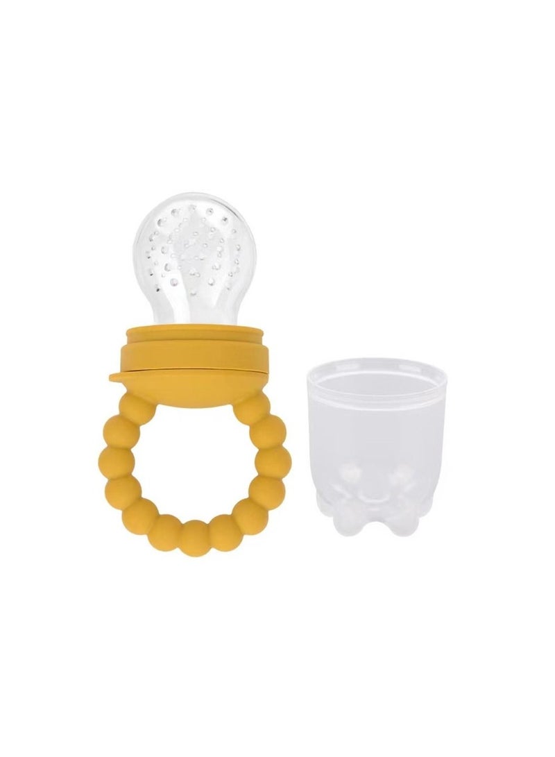 Little Mocha Silicon Baby Fresh Food Feeder Pacifier with Cap yellow