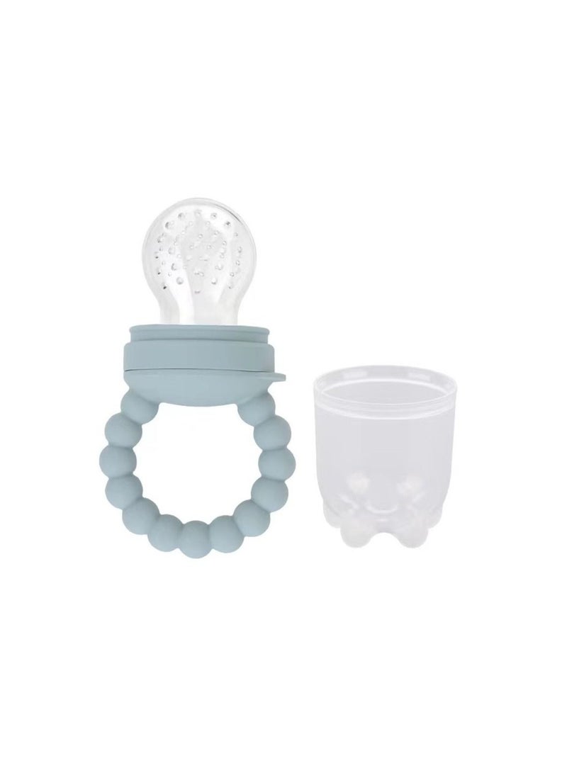 Little Mocha Silicon Baby Fresh Food Feeder Pacifier with Cap Bluish Grey