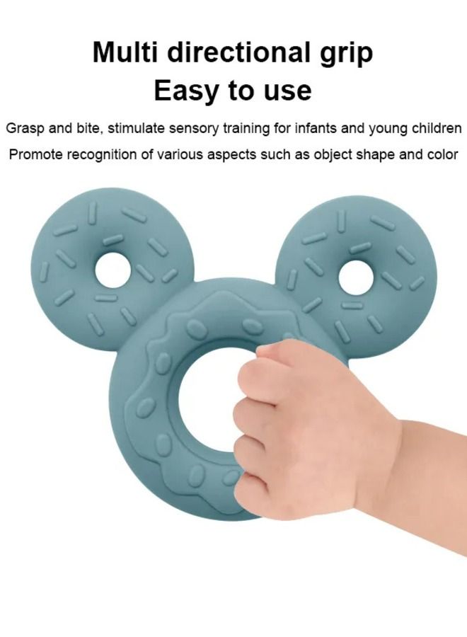 Little Mocha Silicone Chewable Mickey Baby Teether Bluish Grey