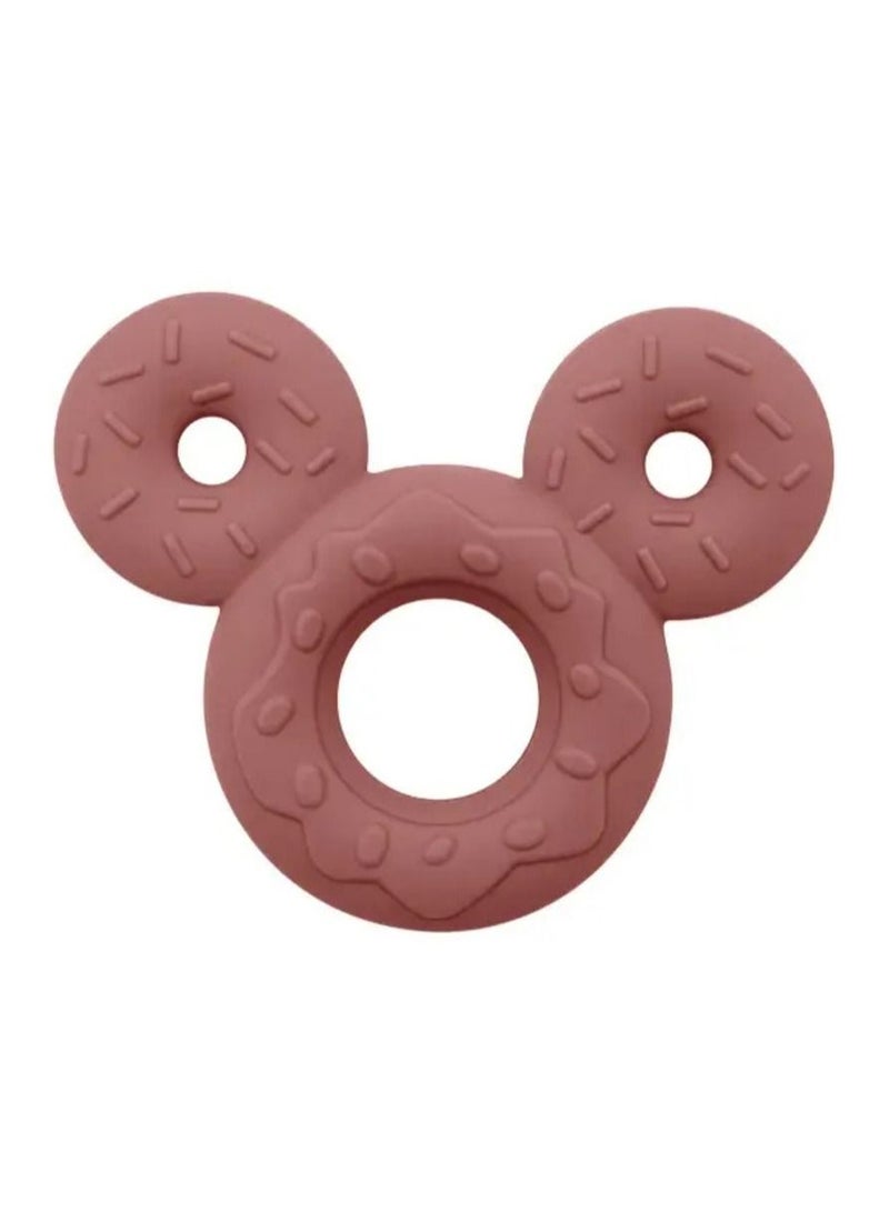 Little Mocha Silicone Chewable Mickey Baby Teether Dusty Pink