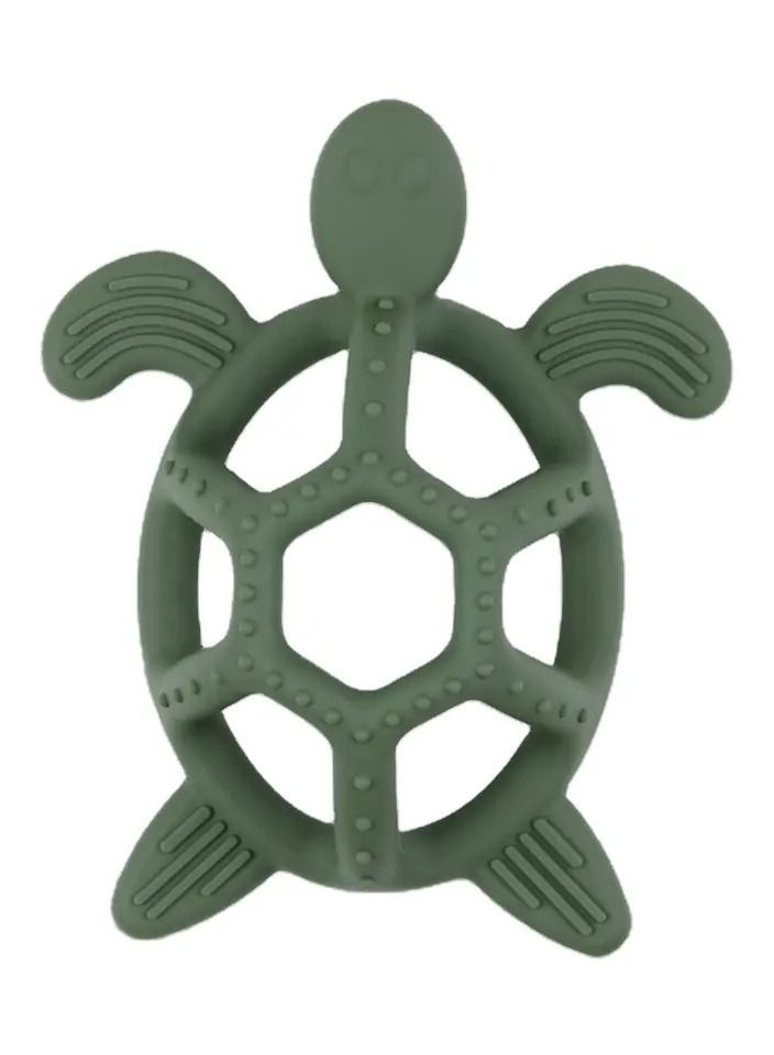 Little Mocha Silicone Chewable Turtle Baby Teether Green