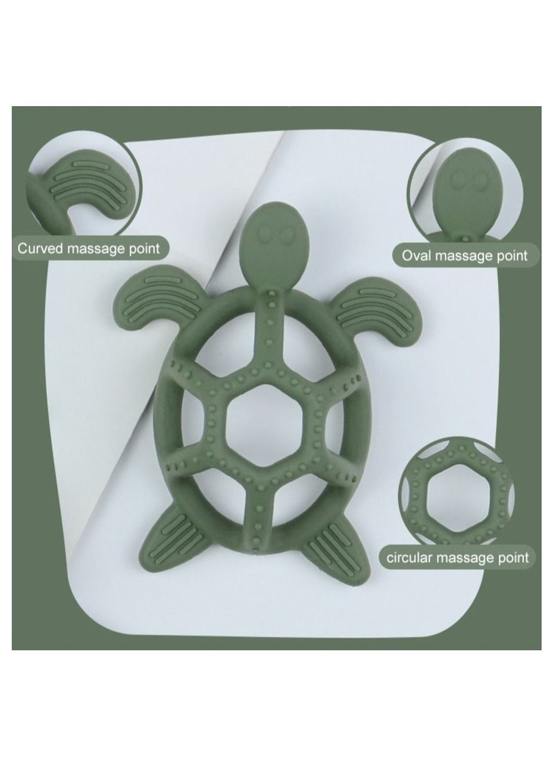 Little Mocha Silicone Chewable Turtle Baby Teether Green