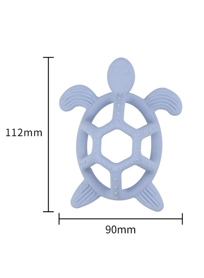 Little Mocha Silicone Chewable Turtle Baby Teether Light Blue