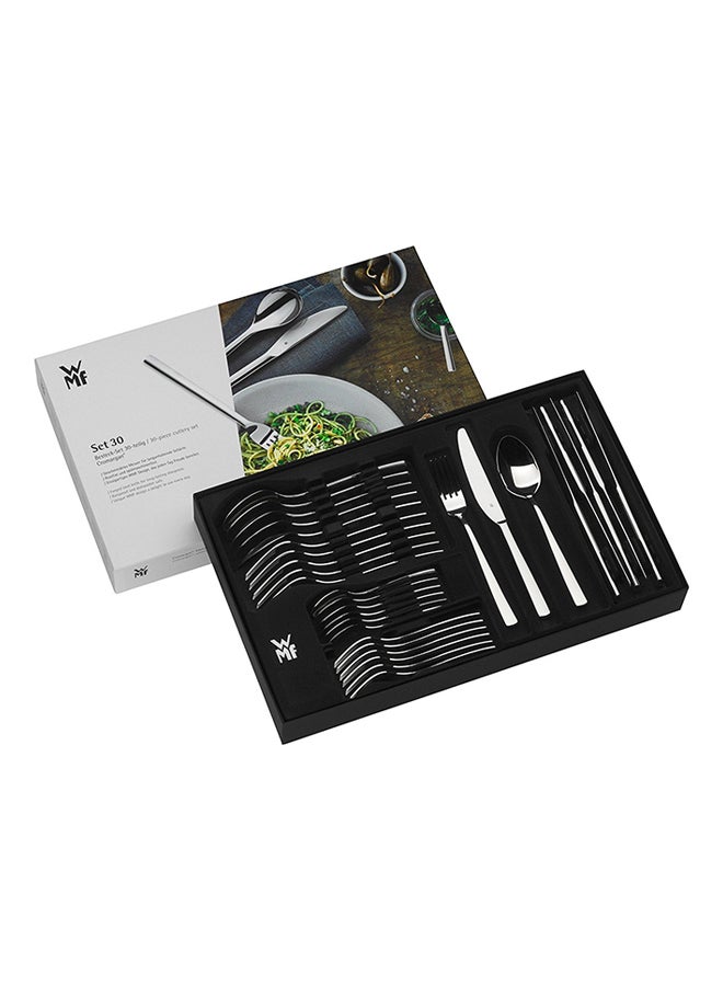 30-Piece Silk Cutlery Set Silver 17.24 x 10.67 x 2.28inch