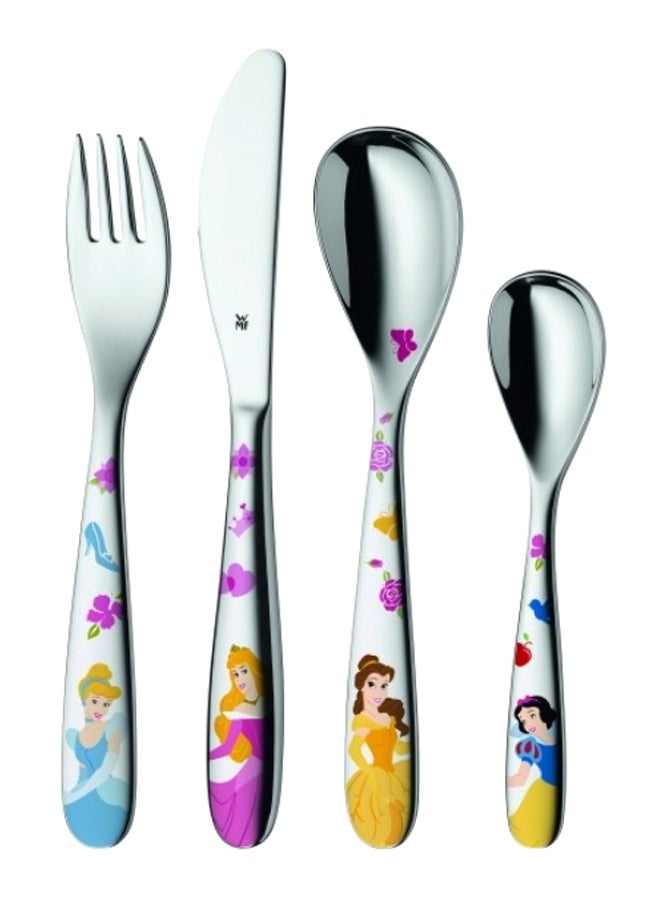 4-Piece Disney Princess Printed Cutlery Set Multicolour